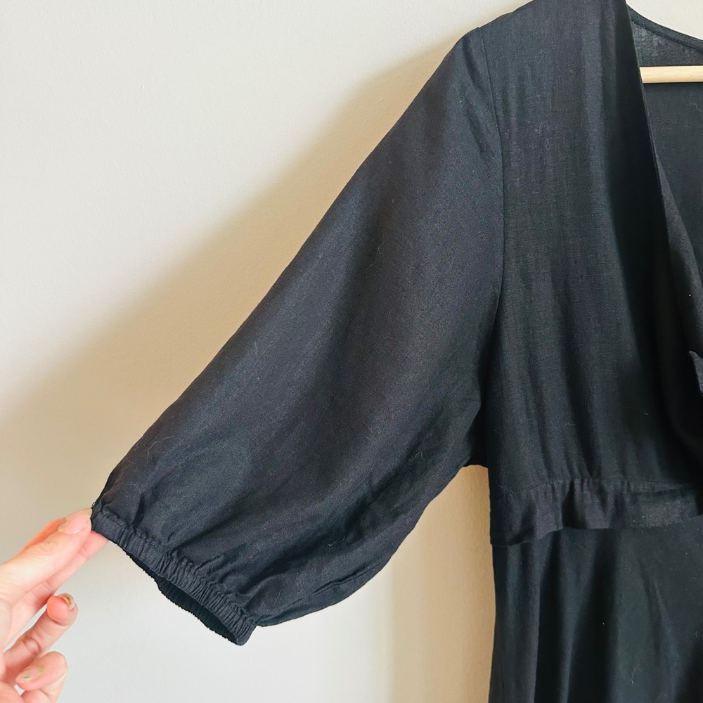 Ripe Maternity Camille Dress – Black Knot Front Empire Waist Midi – Size Medium - Picture 7 of 11